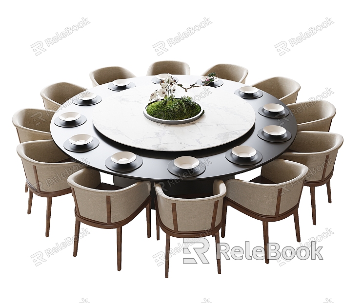 Modern Box Dining Table and Chair Round Dining Table Dining Chair model