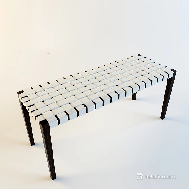 Modern Public Bench With Woven White And Black Minimalist Structure Design 3d model 