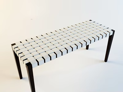 Modern Public Bench With Woven White And Black Minimalist Structure Design 3d model