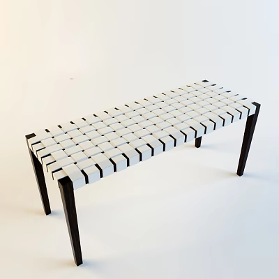 Modern Public Bench With Woven White And Black Minimalist Structure Design 3d model