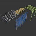 Garden Plants Support Structures With Wooden Trellis Lattice And Thatch Screens