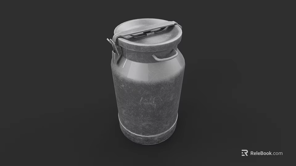 Vintage Metal Milk Can With Lid And Handle On Dark Background 3d model 