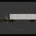 Teal And White Truck With Long White Trailer Multiple Wheels Reflection On Dark Surface 3d model