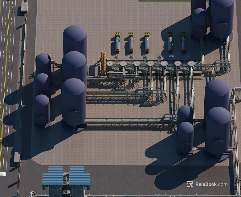 Industrial Facility Design With Secure Swing Doors Storage Tanks And Piping Systems 3d model 