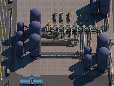 Industrial Facility Design With Secure Swing Doors Storage Tanks And Piping Systems 3d model