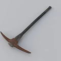 Rusty Pickaxe Hardware Tool with Double Pointed Head and Black Wooden Handle 3d model