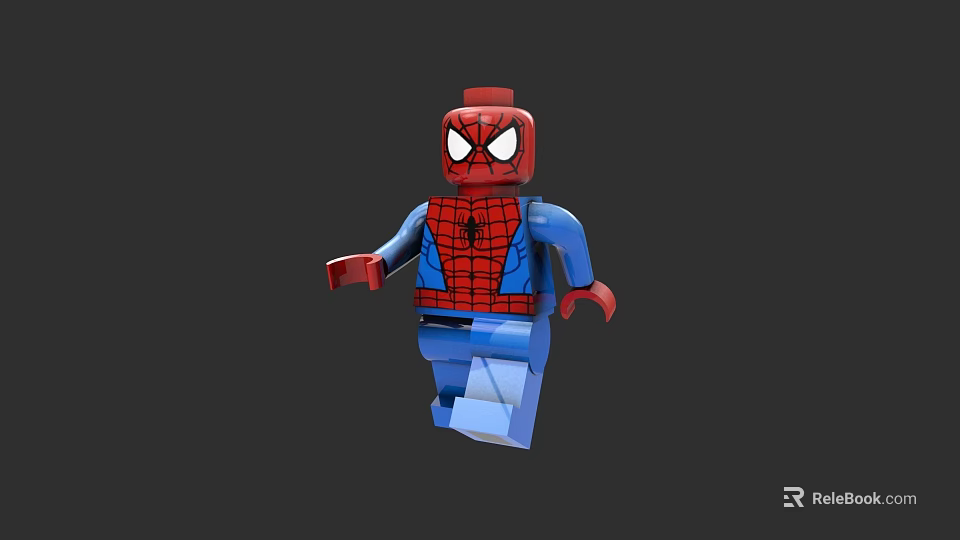 SpiderMan Themed Building Block Figure With Red Blue Costume And Spider Logo 3d model 