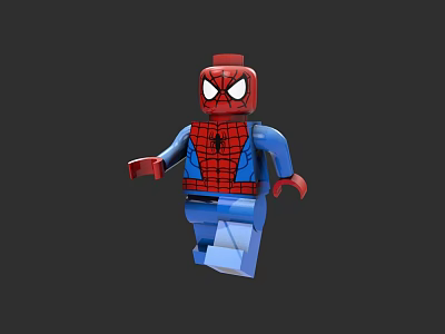 SpiderMan Themed Building Block Figure With Red Blue Costume And Spider Logo 3d model