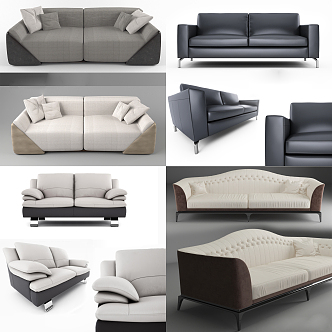 Modern Double Sofa Simple Sofa 3d model