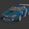 Blue Aerodynamic Race Car With Rear Spoiler Stripes Number 91 And Front Fascia Design