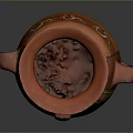 Sculpted Red Clay Pot With Intricate Geometric Patterns And Decorative Handles