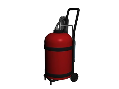 Red Wheeled Fire Extinguisher Essential Fire Safety Equipment For Commercial Areas 3d model