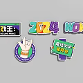Colorful Decorative Badges Featuring Game Prince 2024 WOW English Literature Master And Hand Gesture Designs