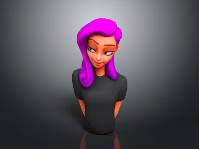 Game and Movie Character With Purple Long Hair Orange Skin Black T-shirt 3D Bust Model 3d model