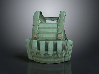 Green Tactical Vest With Multiple Pockets And Adjustable Straps For Outdoor Use 3d model