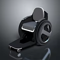 Modern Futuristic Wheelchair With Ergonomic Gray Seat And Large Black Wheels