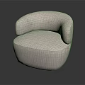 Modern Light Pink Curved Armchair With Rounded Design And Fabric Upholstery