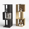 Modern Black and Beige Bookcase with Multiple Shelves Decorative Items and Books
