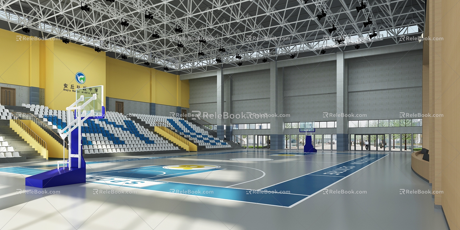 Modern Basketball Hall Indoor Basketball Hall Chandelier Chair 3d model