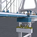 Industrial Gantry Crane With White Metal Frame And Blue Conveyor For Port Cargo Handling