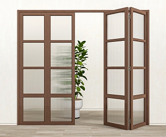 Modern medieval folding door glass sliding door 3d model