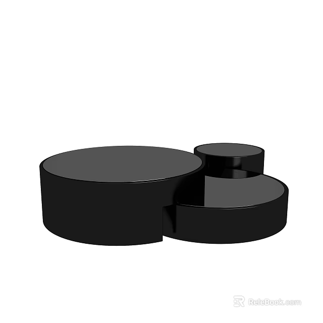 Modern Black Round Coffee Table With Modular Design And Smooth Surfaces 3d model