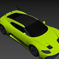 Neon Yellow Sports Car With Sleek Design Black Roof And Rear Spoiler