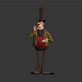 Animated Game Movie Character With Tall Top Hat Yellow Plaid Coat And Red Vest