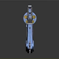 Mechanical Revolver With Blue Metallic Components Silver Barrel Red Wooden Grip And Gear Details