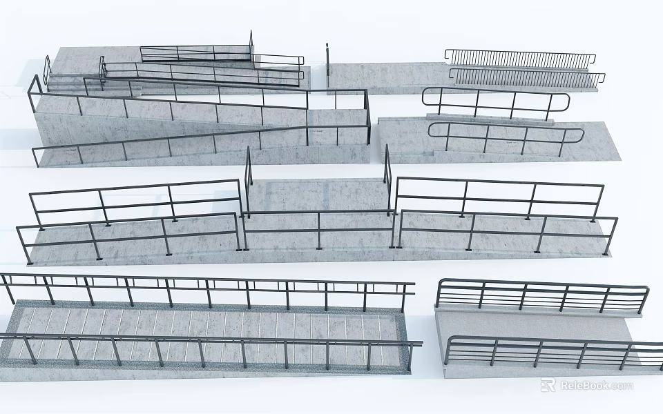 Various Fence Railing Designs With Different Styles For Outdoor Use 3d model 