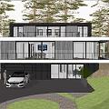 Contemporary Detached Villa with Expansive Glass Windows Horizontal Wooden Cladding and Tree Surrounded Garden