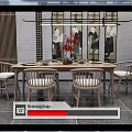 Japanese Dining Table and Chair Combination Dining Table and Chair 3d model
