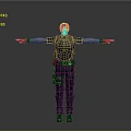 3D Character Model In Tactical Outfit With Vest Cargo Pants And Utility Pouch Arms Outstretched
