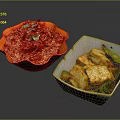 Orange Bowl Of Spicy Rice With White Paper Box Tandoori Tofu And Green Peppers