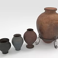 Rustic Handmade Pottery Vases in Various Sizes and Colors with Metal Stand