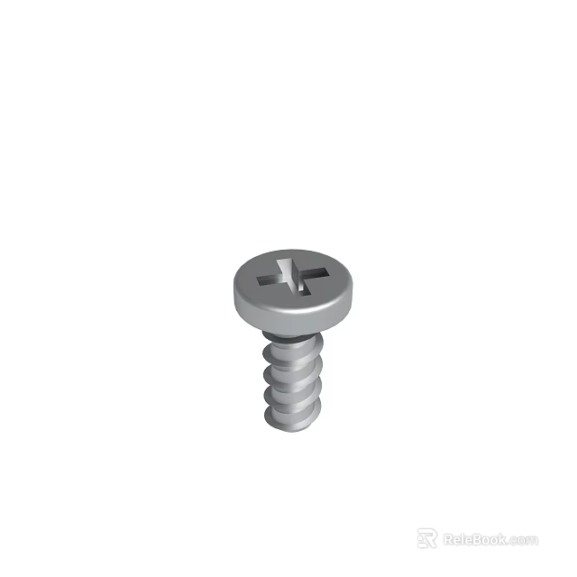 Metal Screw With Cross Slot Head And Threaded Shank Design 3d model 