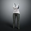 Stylish White Tank Top With Dark Skinny Pants Casual Fashion Outfit Look