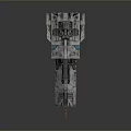 Advanced Futuristic Interstellar Spaceship With Detailed Metallic Design And Red Thrusters
