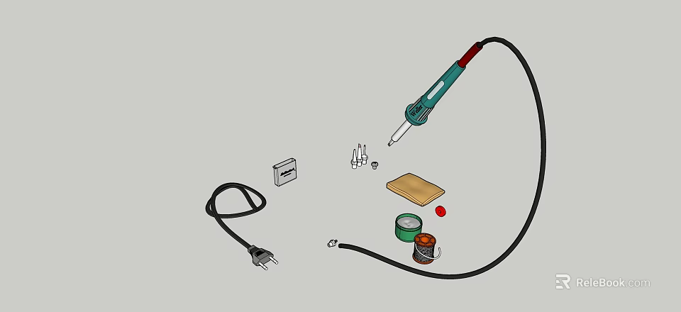 Soldering Tools Set Including Iron Solder Wire Rosin Sponge And Power Plug 3d model 