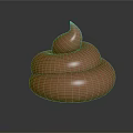 Brown Poop Shaped Object With Smooth Texture On Black Background And Reflection 3d model