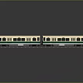 White and Green Model Train with Two Carriages on Black Background and Reflection 3d model