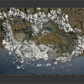 3D Detailed Terrain Model with Mountain Ranges Glaciers and Blue Water Areas