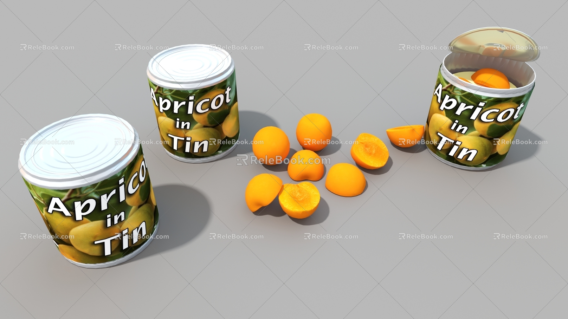 Canned food Canned food box Canned yellow peach 3d model