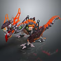 Lego Style Mechanical Dragon Figure With Orange Black Parts And Mechanical Structure