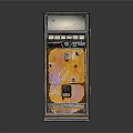 Vintage Artistic Vending Machine With Orange Purple Graffiti And Transparent Glass Door