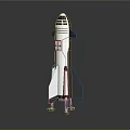 White Rocket Model With Main Body Wings Landing Legs And Shiny Surface On Dark Background