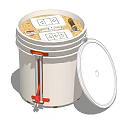 White Hardware Tool Bucket With Red Clamps And Open Lid For Storage