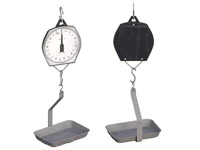 Vintage Hanging Scales With Dial And Black Design Featuring Metal Trays 3d model