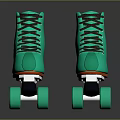 Green High Top Roller Skates With Black Laces And Green Wheels For Daily Use