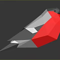 Low Poly Style Bird With Red White And Gray Feathers On Dark Background 3d model